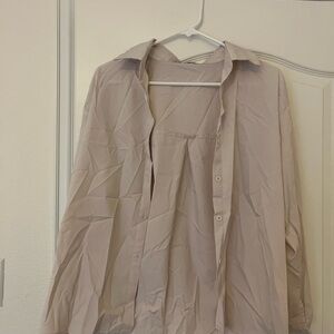 SHEIN Cream Button-Up Blouse